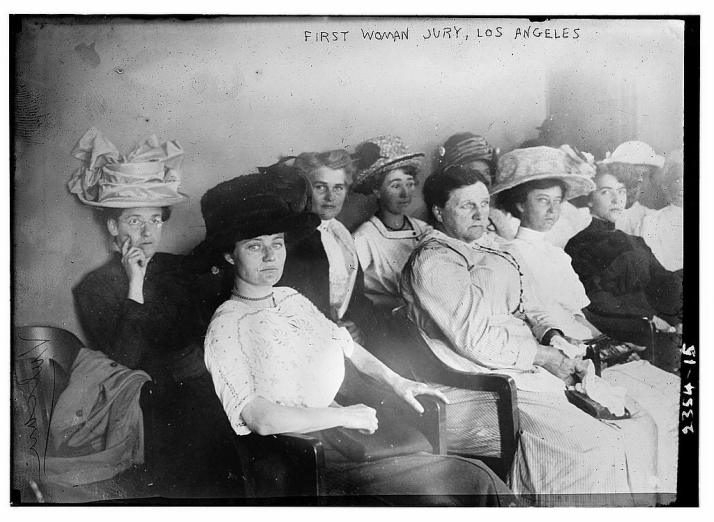 First Woman Jury, Los Angeles, Nov 1911. PD photo by Library of Congress.
